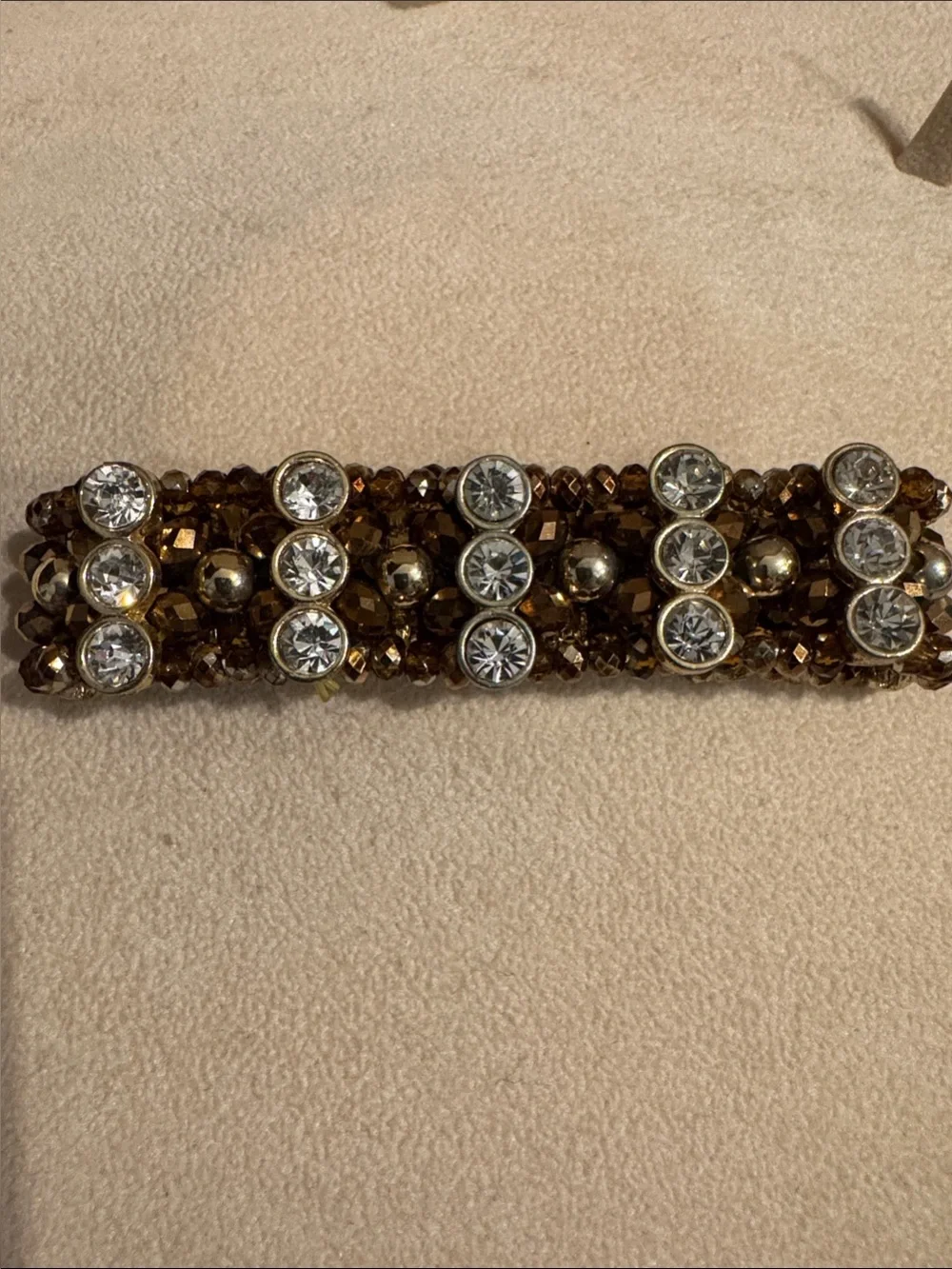 Vintage Brown and Clear Beaded Bracelet